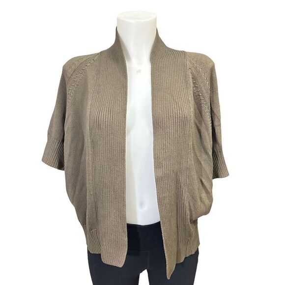Talbots Sweaters - TALBOTS Mercerized Cotton Stretched Open Short Sleeve knit Cardigan‎ Green large